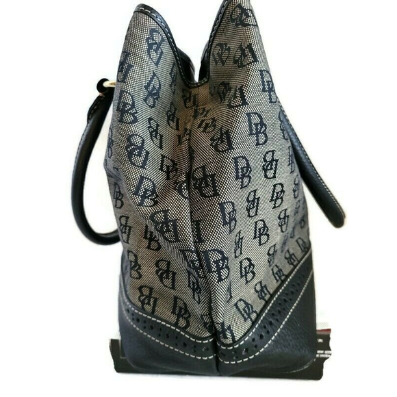 Dooney and Bourke Gray with Blue DB Logo Fabric Handbag - Picture 4 of 9